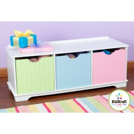 Banc de rangement couleur pastel