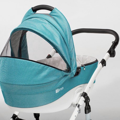 poussette trio turquoise