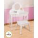 Coiffeuse et tabouret en bois blanc