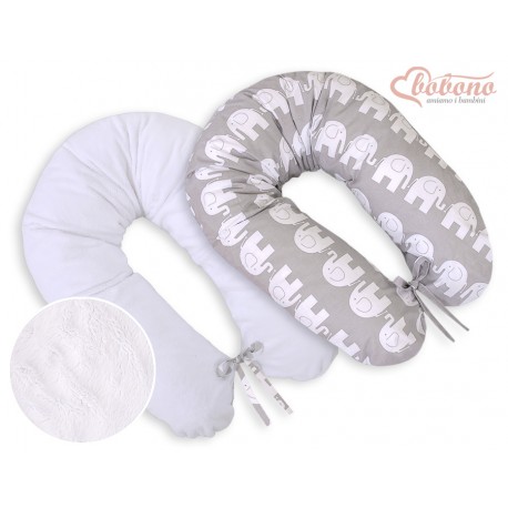 Coussin d'allaitement double face éléphant gris