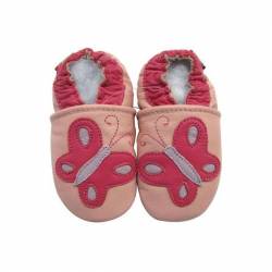 Chaussons en cuir Papillon rose