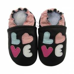 Chaussons en cuir Love noir