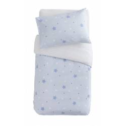 Parure housse de couette et taie d'oreiller Little Stars Ciel