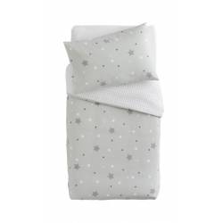 Parure housse de couette et taie d'oreiller Little Stars Grise