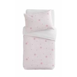 Parure housse de couette et taie d'oreiller Little Stars rose