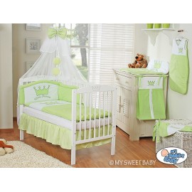 Lit et Parure de lit bébé prince ou princesse vert