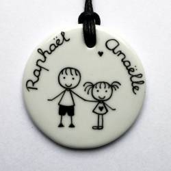 Bijou pendentif personnalisé rond 1 personnage