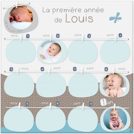 Cadre pêle mêle "ma 1ère année" Elfinou personnalisable