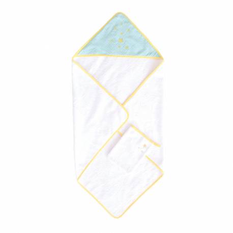 coffret sortie de bain brodée et son gant demi lune domiva