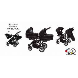 Poussette duo ou trio TWINNY premium pour jumeaux black