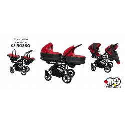 Poussette duo ou trio TWINNY premium pour jumeaux Rosso