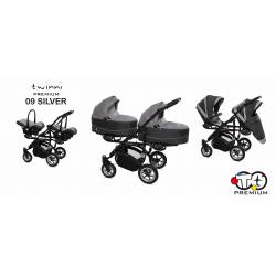 Poussette duo ou trio TWINNY premium pour jumeaux gris