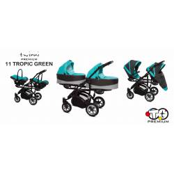 Poussette duo ou trio TWINNY premium pour jumeaux green