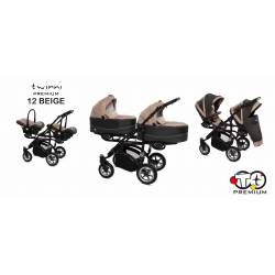 Poussette trio Twinny premium rosso - Poussette pour jumeaux 3 en 1