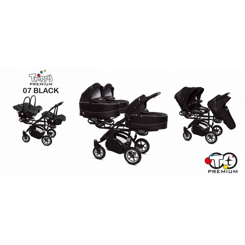 Poussette duo ou trio Trippy premium black Poussette pour tripl s