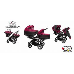 Poussette duo ou trio pour triplés Trippy premium prune