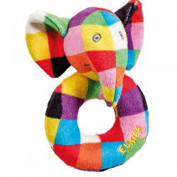 Anneau hochet en peluche 12cm Elmer