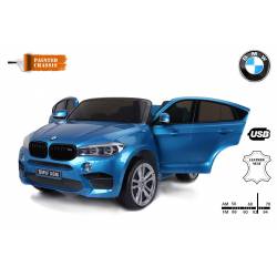 voiture électrique pour enfant BMW X6 M métallisée noire, 2X120 W siège cuir