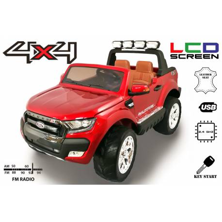Voiture électrique FORD RANGER Wildtrike rouge deux places bluetooth + LCD