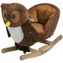 Bascule en bois hibou marron babygo