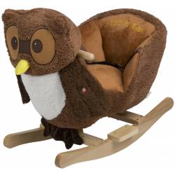 Bascule en bois hibou marron