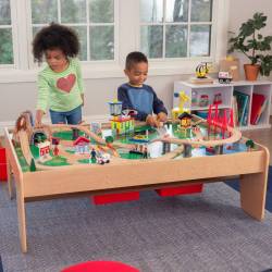 ensemble train  et table de rangement