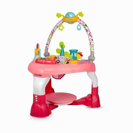 Trotteur bébé évolutif musical pliable réglable en hauteur - rose