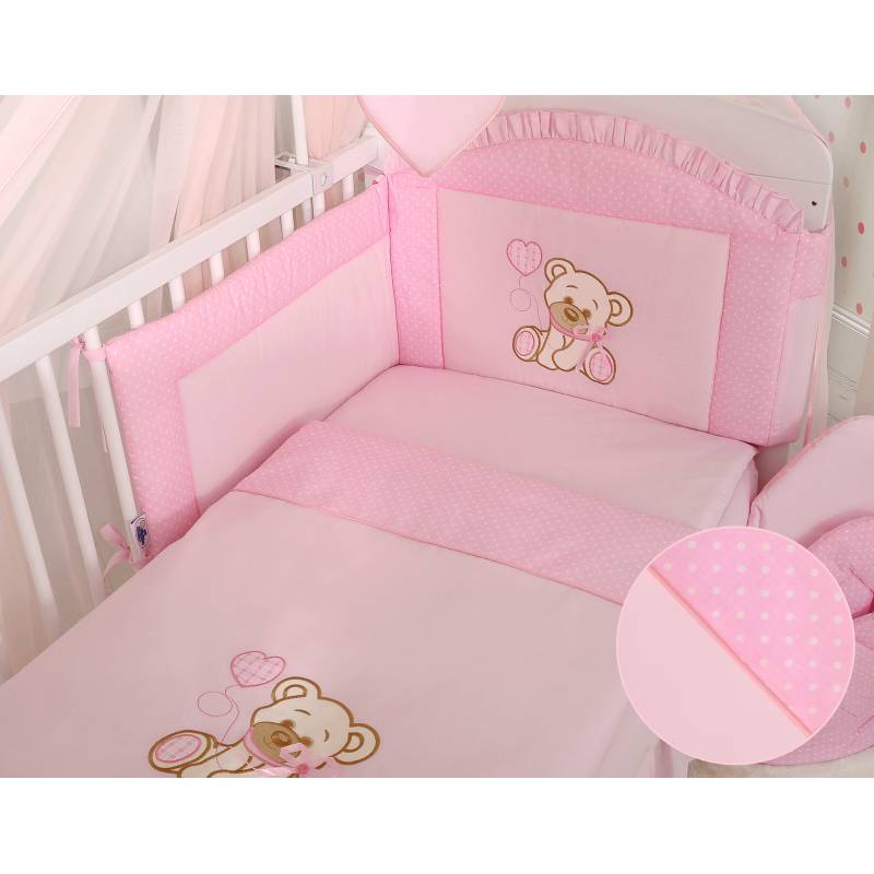 parure lit bébé bois joli rose 100x135