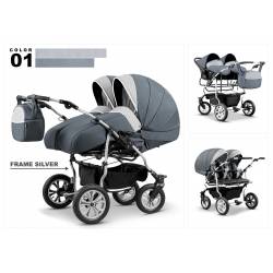 Poussette pour jumeaux bébé 3en1 nacelle siège-auto 3 en 1 poussette duo  KUNERT BOOSTER 3 in 1 (graphite, 3en1) : : Bébé et Puériculture