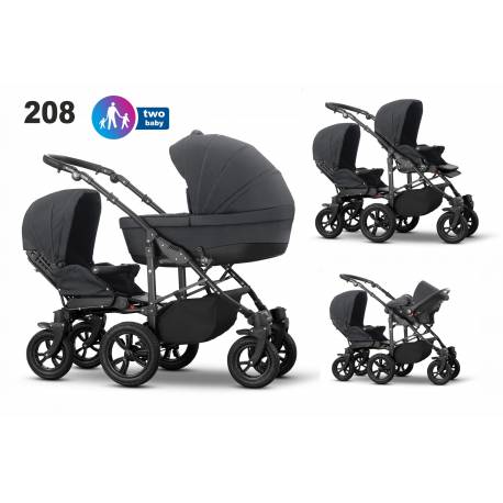 Poussette pour enfants d'âges rapprochés Multistroller gris foncé