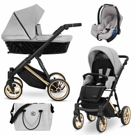 Poussette trio Ivento premium dove grey en cuir