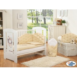 Lit bébé chic beige + parure 4 pièces