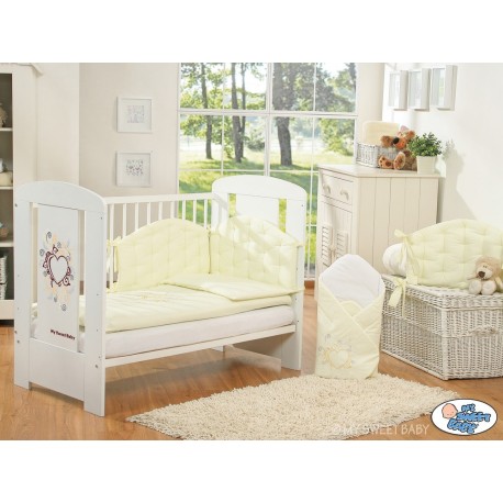 Lit bébé chic crème + parure 4 pièces