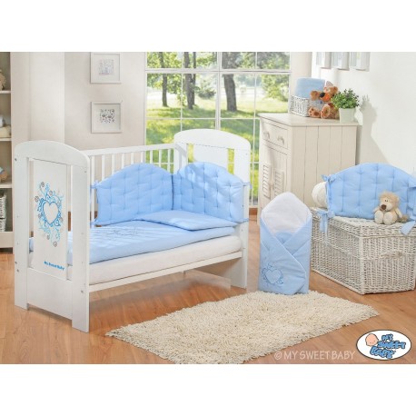 Lit bébé chic bleu + parure 4 pièces
