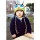 bonnet hibou marron et vert