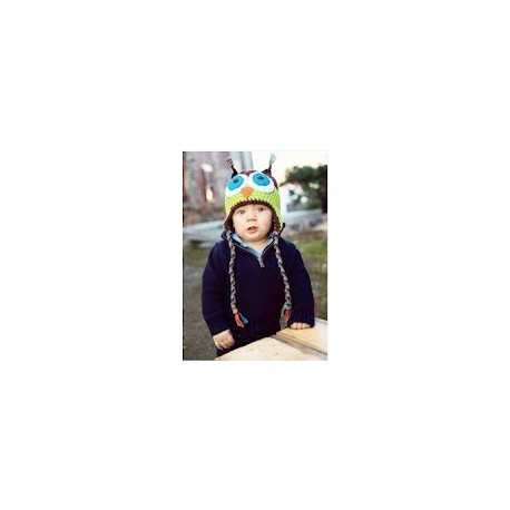 bonnet hibou marron et vert