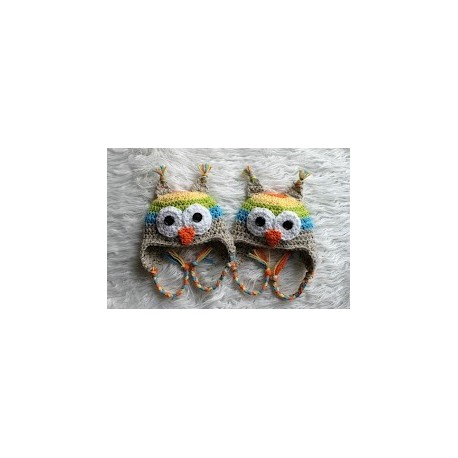 bonnet hibou arc en ciel