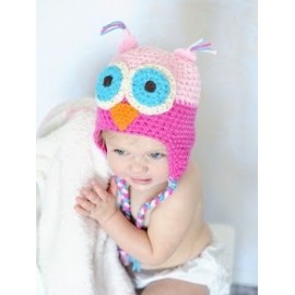 bonnet hibou rose