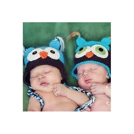 bonnet hibou turquoise marron