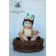 bonnet hibou turquoise marron
