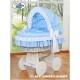 Berceau et parure complète noeud bleu châssis blanc