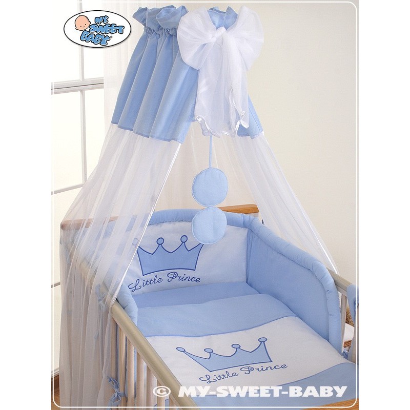 Parure de lit bébé bleu 60x120 cm avec tour de lit 2 en 1