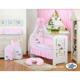 Lit et parure de lit bébé âne rose