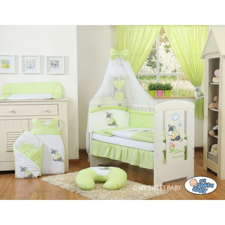 Lit et parure de lit bébé âne vert