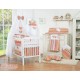 Parure de lit bébé deux coeurs rayée orange