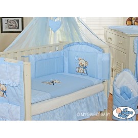 Parure de lit bébé complète ours teddy bleu