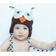 bonnet hibou pour bébé ciel et marron
