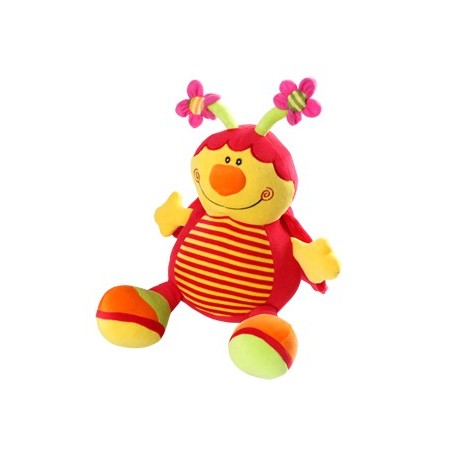 Doudou coccinelle en velours avec hochet
