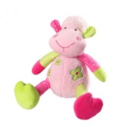 Doudou mouton en velours avec hochet