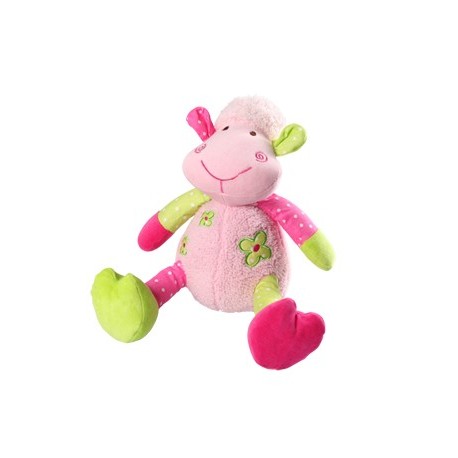 Doudou mouton en velours avec hochet